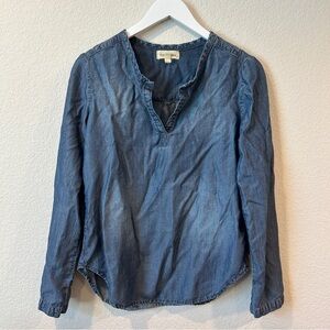 Anthropologie Cloth & Stone Women’s Blue Popover Long Sleeve Shirt - XS